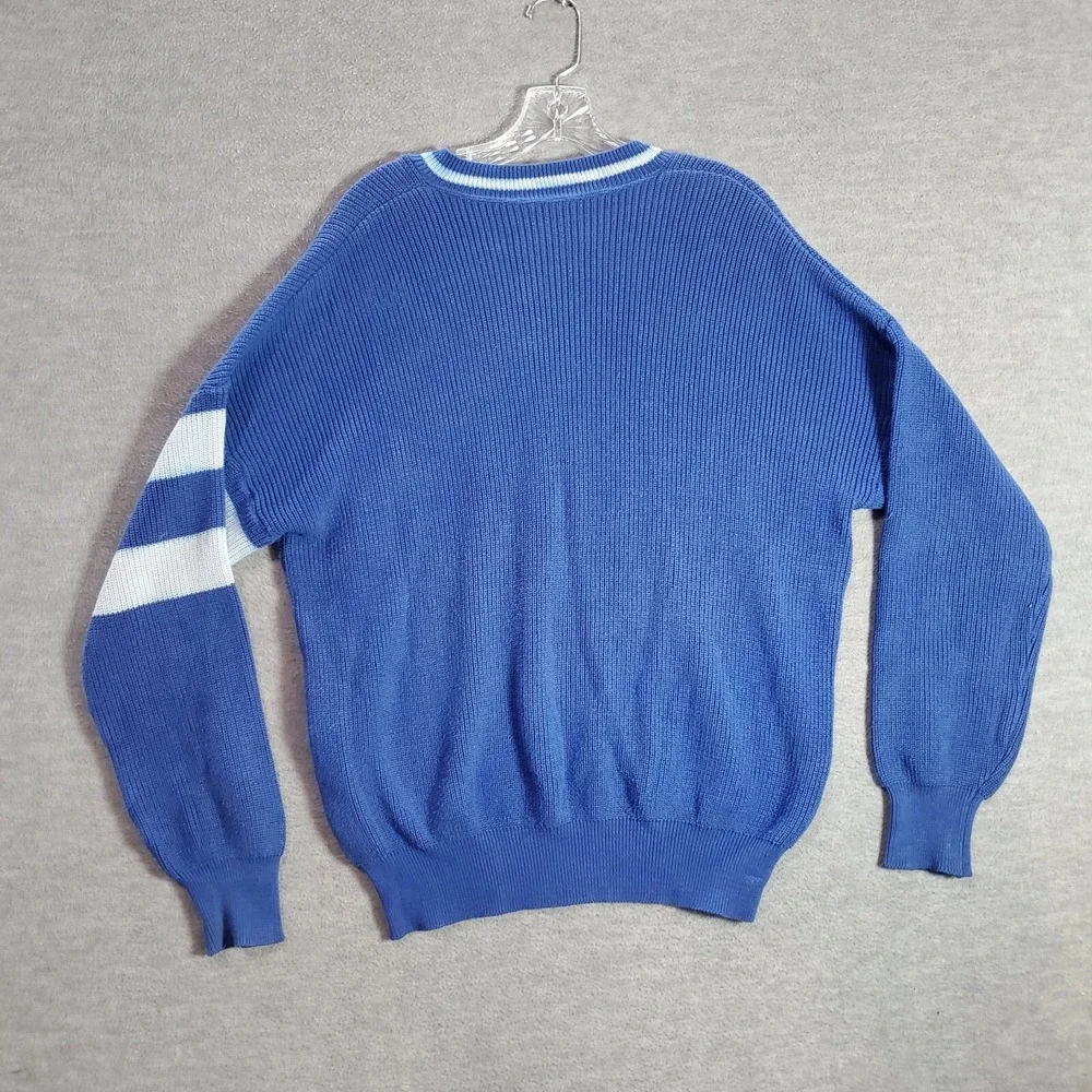 VINTAGE Demetre Men Sweater Small Blue America Cup Challenge '87 Crest Yacht‎